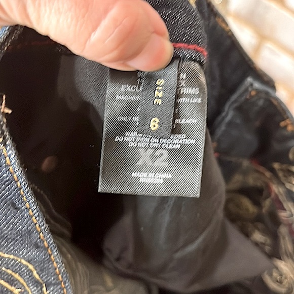 Express X2 Dark Wash Gold Floral Embroidered Zelda Boot Cut Jean, Women’s Size 6 - Picture 13 of 15